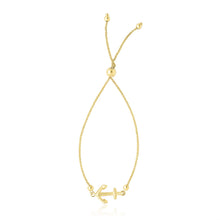 Load image into Gallery viewer, 14k Yellow Gold Anchor Design Adjustable Lariat Bracelet
