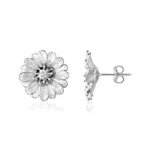 Load image into Gallery viewer, Sterling Silver Flower Earrings with Sparkle Texture
