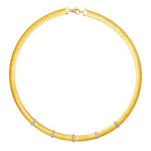 Load image into Gallery viewer, 14k Two Tone Gold 17 3/4 inch Silk Textured Necklace with Diamonds
