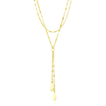 Load image into Gallery viewer, 14k Yellow Gold Double Strand Chain with Puffed Heart Lariat Necklace
