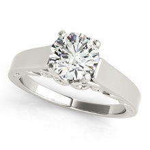 Load image into Gallery viewer, 14k White Gold Antique Style Solitaire Round Diamond Engagement Ring (1 cttw)
