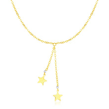 Load image into Gallery viewer, 14k Two Tone Gold Lariat Style Necklace with Stars
