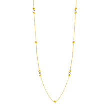 Load image into Gallery viewer, 14k Two Tone Gold Station Necklace with Polished Cubes
