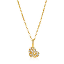 Load image into Gallery viewer, 14k Yellow Gold Necklace with Gold and Diamond Heart Pendant (1/10 cttw)
