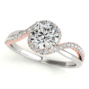 14k White And Rose Gold Bypass Band Diamond Engagement Ring (1 1/8 cttw)