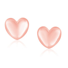 Load image into Gallery viewer, 14k Rose Gold Puffed Heart Shape Shiny Earrings
